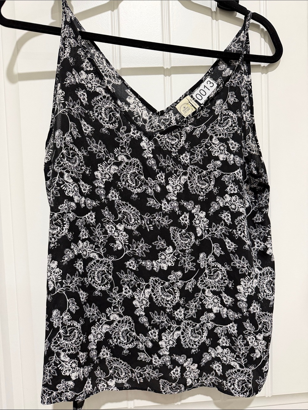 Paper Crane Black & White Floral V-Neck Camisole